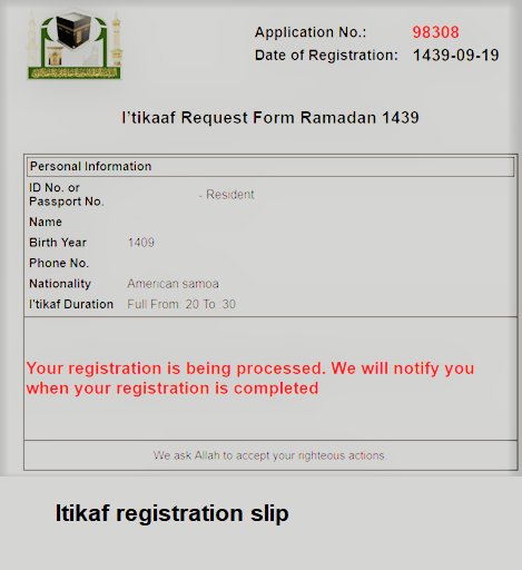 Itikaf 2020 registration